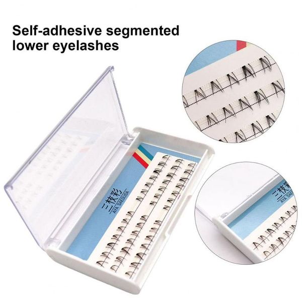 

false eyelashes 1 box fake eye lashes universal self-adhesive fiber v-shaped segmented single cluster lower natural style
