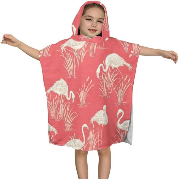 

towel vintage flamingo logo kids hooded bath for children