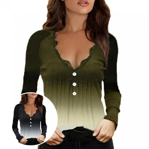 

women's blouses & shirts lightweight classic buttons decor stretchy tunic blouse skin-friendly v-neck for daily wear, White