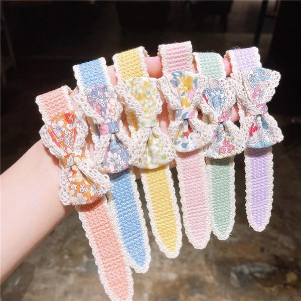 

hair accessories 2021 korean sweet girl princess floral bow headband fashion children's tie band, Slivery;white