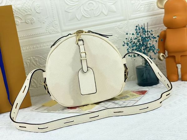 Borsa cosmetica per torta rotonda da donna Custodie Borsa a tracolla in tela stampata con lettera di moda Borsa a tracolla m45649 festa di lusso 20 * 22,5x8 cm