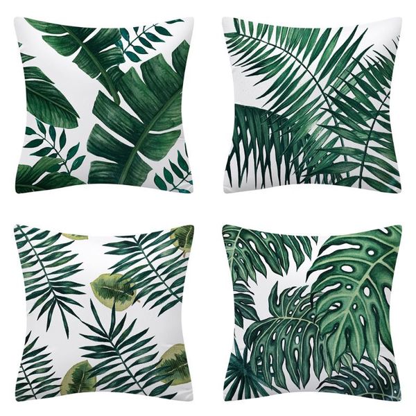 

cushion/decorative pillow tropical plant leaves pillowcase palm monstera cactus green polyester pillows cover decorative modern simple sofa