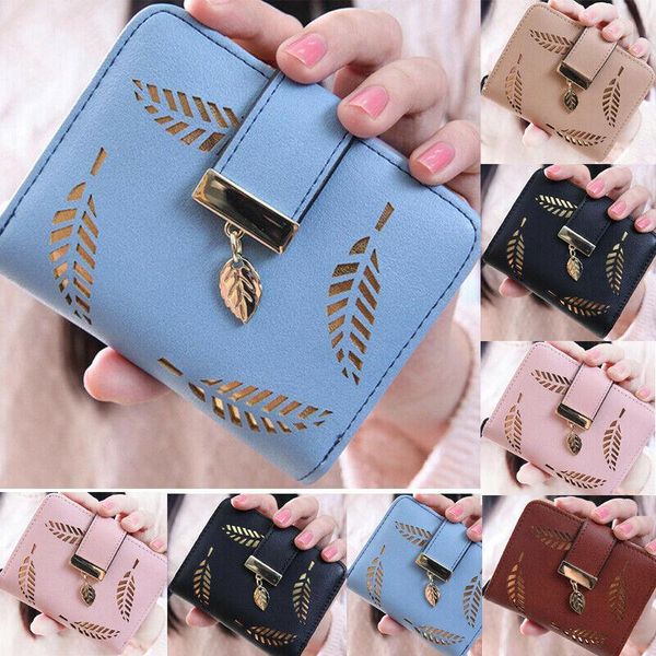 

wallets stylish women leather short wallet card holder coin purse clutch small handbag, Red;black