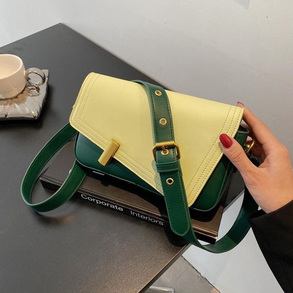 

evening bags small bag women's 2021 fashion shoulder messenger western style texture contrast color square tote