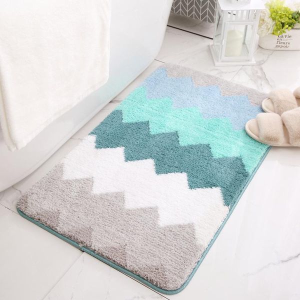 

carpet floor mats blue flocking absorbent bathroom non-slip door-to-door home bedroom balcony carpets