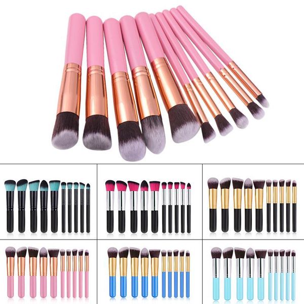 

arrive 10pcs/set makeup brush set soft synthetic hair cosmetics foundation powder blending blush lady beauty tools brushes
