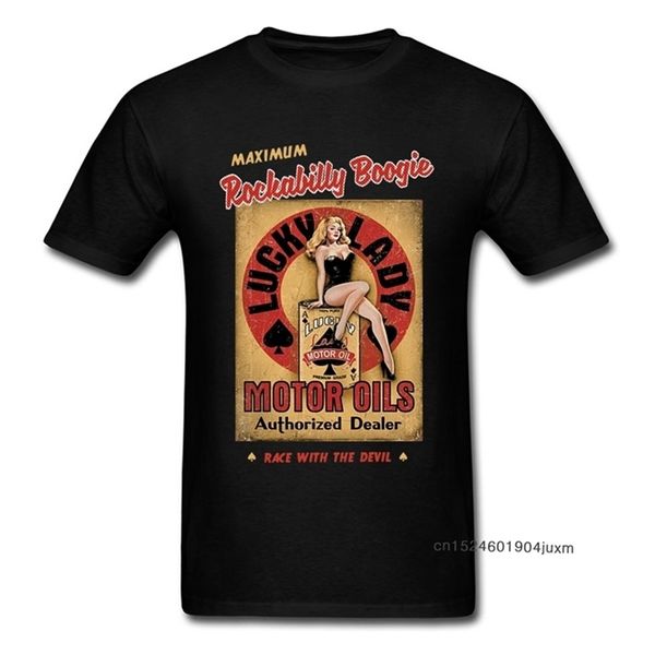 T-shirt punk Rockabilly Boogie Tshirt Uomo Donna Retro T-shirt nera anni '80 Rock Roll Funky Streetwear Cotton Pin Up Girl Sexy Top 210714