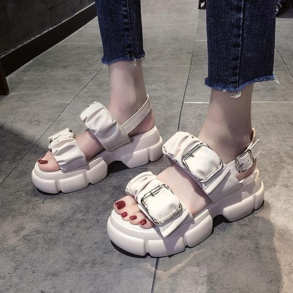 

sandals 2021 summer fashion women chunky beach sandal comfortable sandalias gladiator platform women's, Black