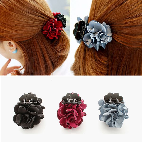 

hair headwear fabric rose flower hairpin medium hairpin, Golden;silver