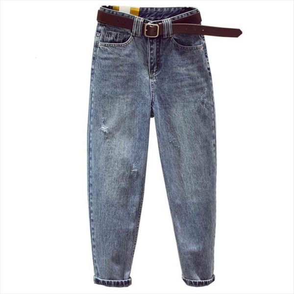 

py1040 spring summer autumn fashion womens jean casual denim pants ol baggy jeans high waisted, Blue