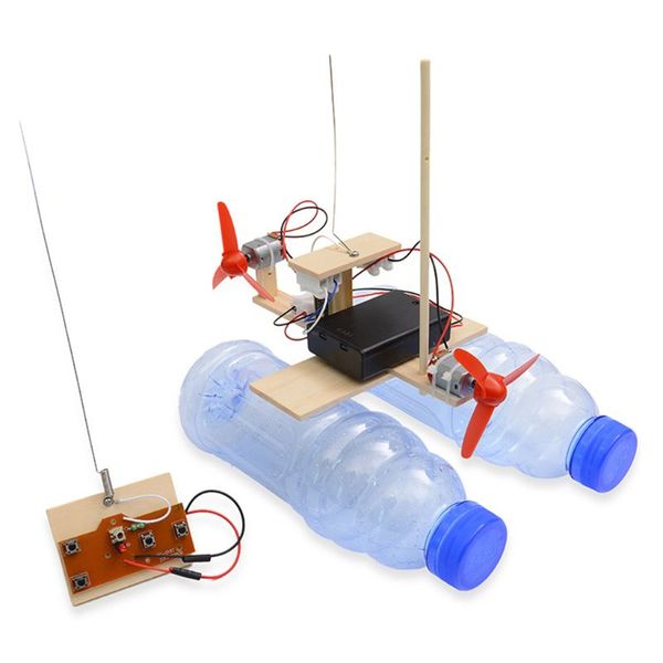 

40jc wooden rc boat kids toys assembly remote control boat toys educational toy scientific experiment model
