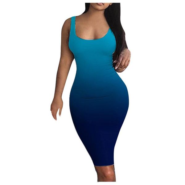 

casual dresses women's bandage dress gradient tank ladies sleeveless basic club party vintage vestidos 2021 robes, Black;gray