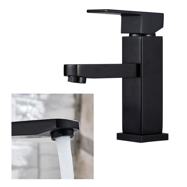 

bathroom sink faucets black paint square basin faucet single handle washbasin stainless steel cold water deck mounted mixer tap
