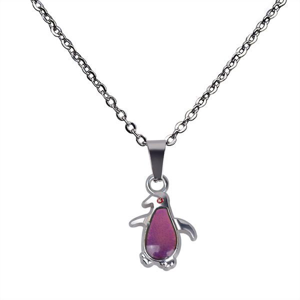 

fashion cartoon penguin mood necklace change color necklaces 12pcs/lot, Silver