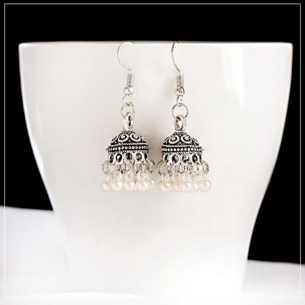 

dangle & chandelier vintage bohemian ethnic style earrings ancient silver color geometric pattern pendant pearl tassel bell 2021 jewelry