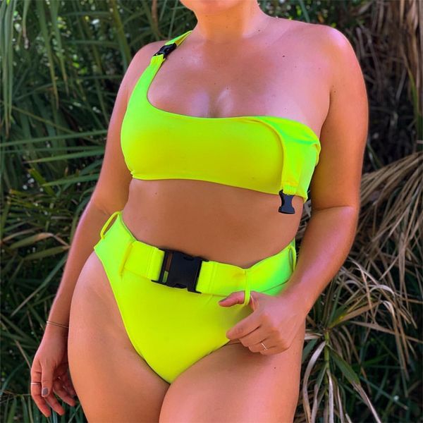 

2021 new bikini women split swimsuit solid color belt, White;black