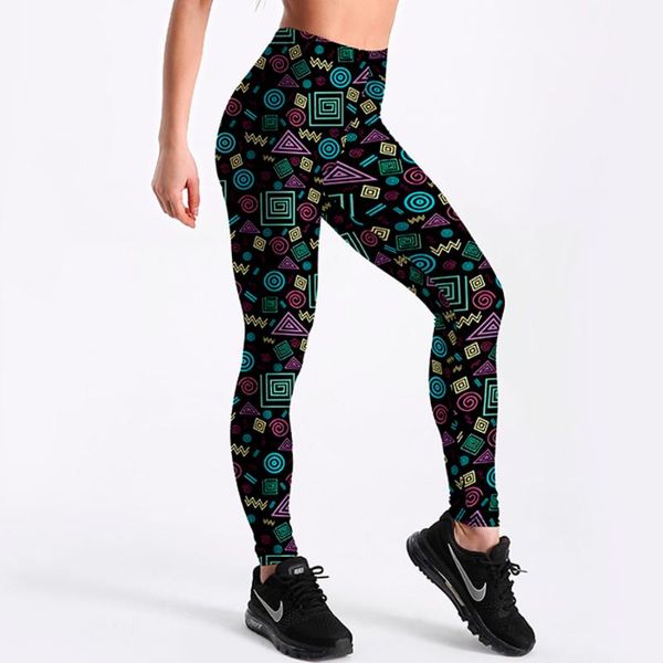 

women's leggings sport black workout push up fashion polygon geometry print for women plus size