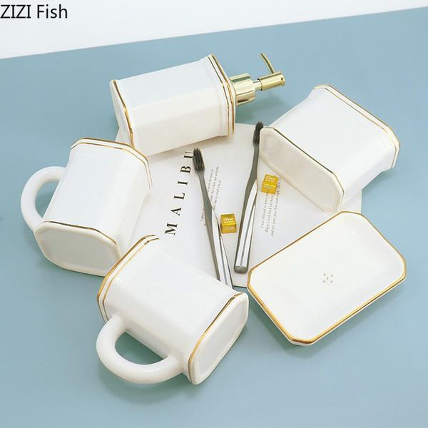 

bath accessory set nordic style bathroom five-piece suit supplies toiletries wash toothbrush cup home ceramics decorative accessories
