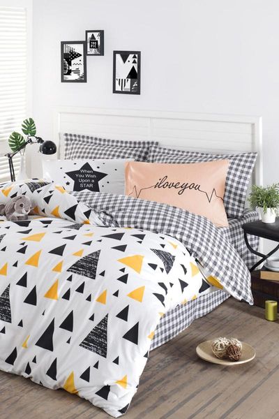 

ilove double duvet cover set - black / yellow ep-018999 bedding sets