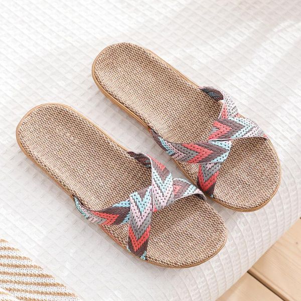 

slippers outdoor fashion flax bohemian casual beach antiskid slipper women's slip on slides indoor home, Black