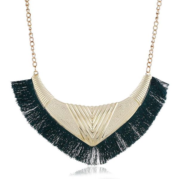 

chokers luxury bohemian collar colorful fabric tassels choker necklace for women statement necklaces valentine's day jewelry, Golden;silver