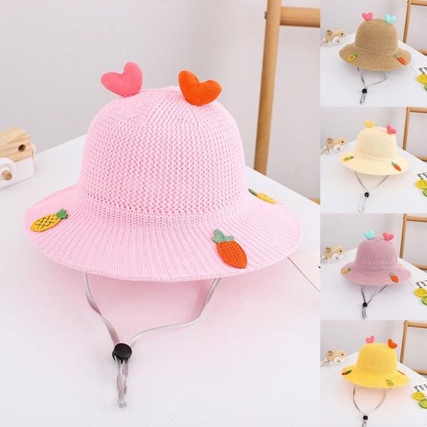 

summer fashion cute baby caps children fruit beach hat straw bucket sunhat fisherman cap chapeau de pÃªcheur pour enfants & hats, Yellow