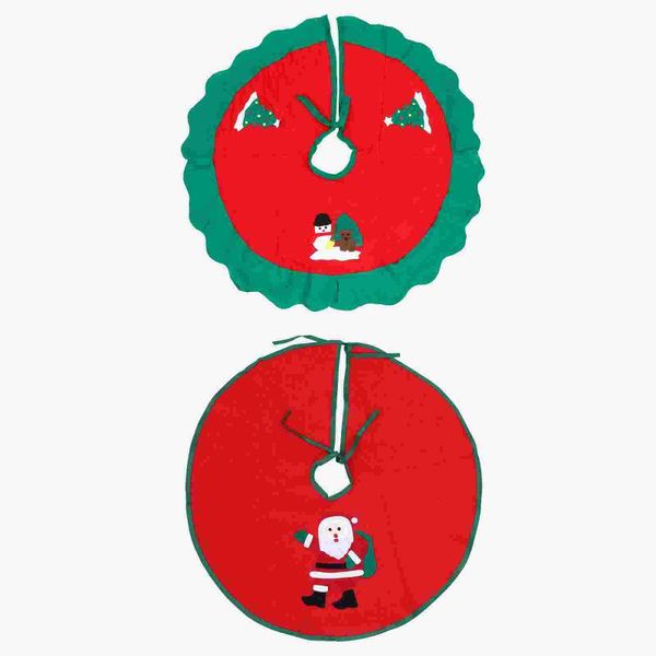 

christmas decorations 2pcs xmas tree floor skirts apron party ornament (red)