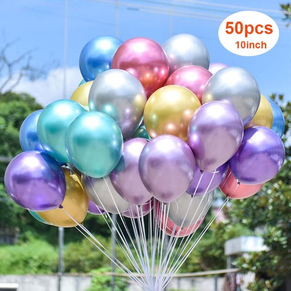 

party decoration 50pcs gold balloons colorful set chrome metallic ballon birthday wedding anniversary globals