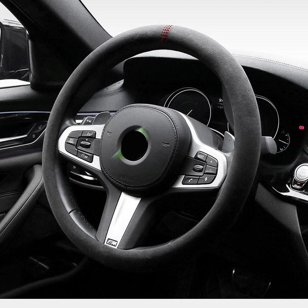 

steering wheel covers wear-resistant sweat suede leather car cover 38cm for e90 f01 f06 f10 f15 f16 f20 f21 f25 f26 f30 f32 f82 m3