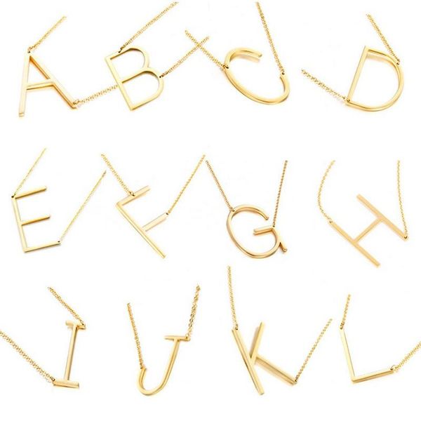 

pendant necklaces 26pcs/set wholesale women elegant chain 26a-z alphabet letter necklace stainless steel choker initial jewelry, Silver