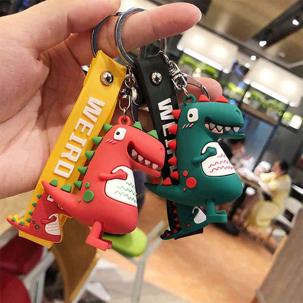 

fashion cute dinosaur keychain key ring cartoon animal key chain car bag pendant key ring gifts for kids, Silver