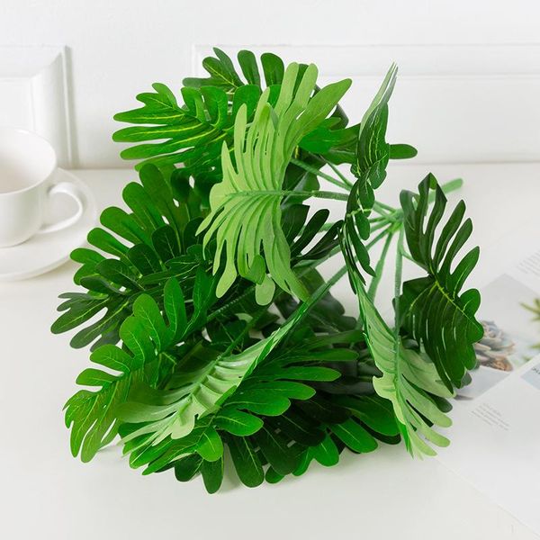 

45cm 8forks green artificial monstera leaves home garden balcony bedroom decor diy wedding party flower arrangement fake plants decorative f