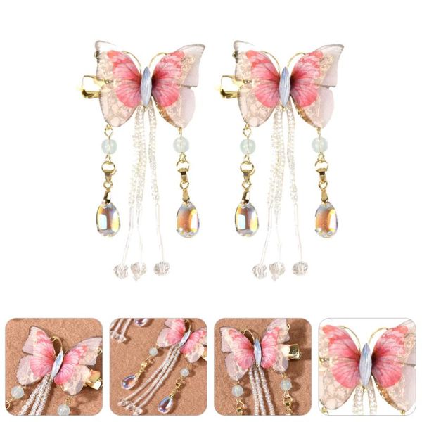 

hair clips 2pcs fashion crystal tassel clip girls exquisite alloy hairpin