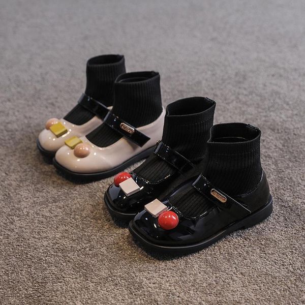 

boots 2021 autumn and winter girls british style single, Black;grey