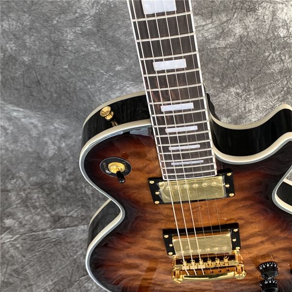 

electric guitar, standard electric guitar, tiger maple black circle