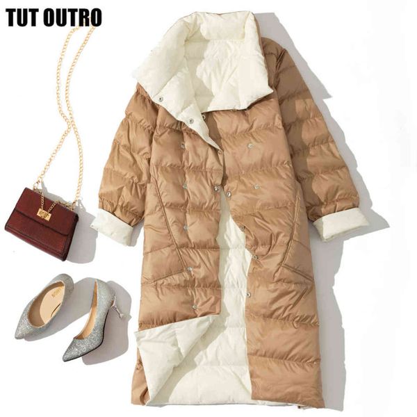5XL плюс размер зима белая утка вниз куртка для женщин пальто пальто с двойной стороной снег носить длинные парки теплые женские туалеты бренда одежда 21130