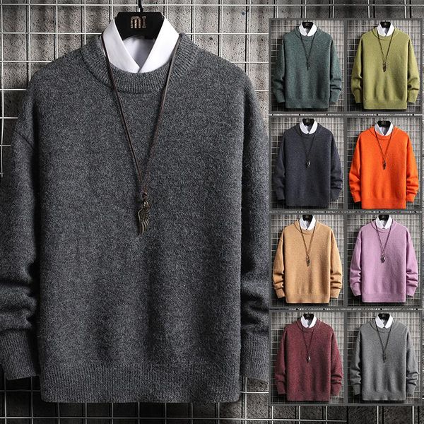 

men's sweaters solid color sweater lazy and loose knitwear thermal slim fit coat style retro hong kong 's spring autumn, White;black