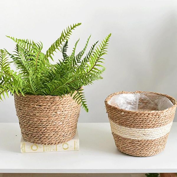 

storage baskets woven flower basket rattan pot potted green plant home