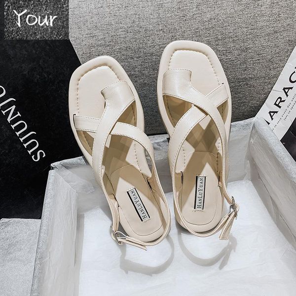 

sandals women retro fashion summer shoes buckle straps beach ladies size 35-43, Black