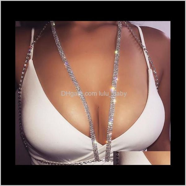Gioielli Dlenpe drop 2021 Belly Chains Fashion Sexy Rhinestones Bra Bikini Body Chain AFCGQ
