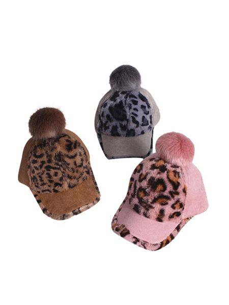 

caps & hats kids woolen hat, leopard print baseball hat peaked cap for fall winter, dark coffee/pink/black/gray, 3-6 years, Yellow