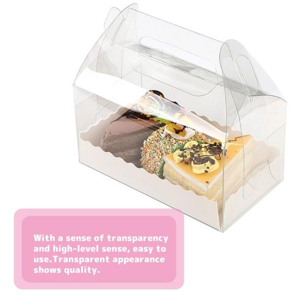 

gift wrap 10pcs transparent cupcake boxes with removable tray cake box handle for xms birthday wedding party candy packing