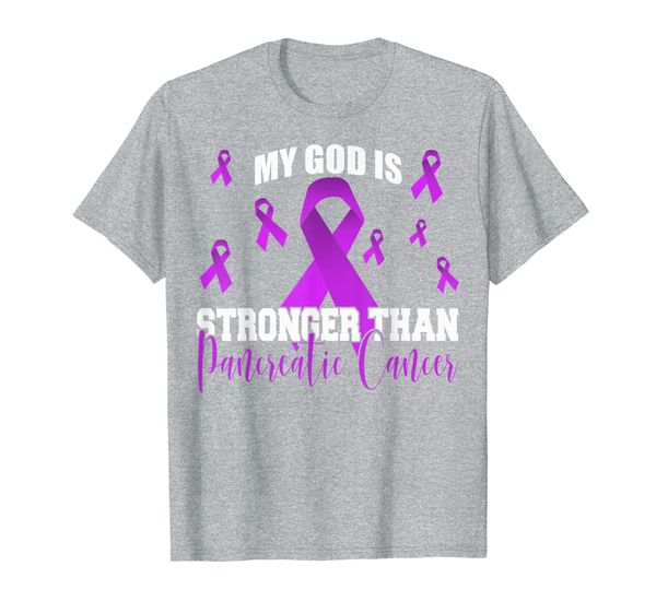 

my god is stronger than pancreatic cancer survivor awareness t-shirt, White;black