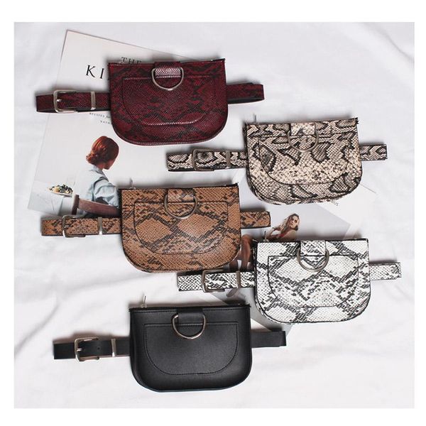 

women waist pack serpentine fanny pu leahter bag famal fashion snake skin belt female purse bags