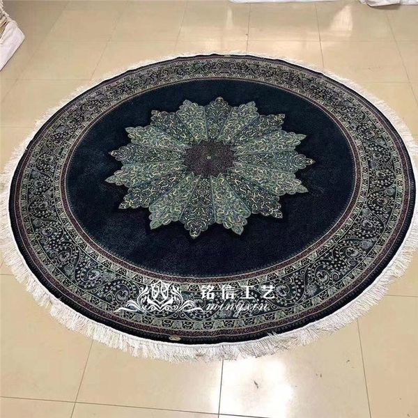 

carpets 8'x8' round hand-knotted silk rug handmade carpet parlor decor