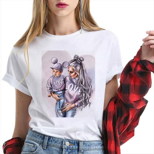 

Summer Super Mom And Mens T Shirts Women Harajuku Kawaii Vogue Aesthetic Korean Tops Streetwear Camisetas Verano Mujer, White;black