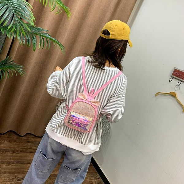 

kids fashion backpack laser splicing cute bowknot girls princess school shoulder book children colorful lovely bags