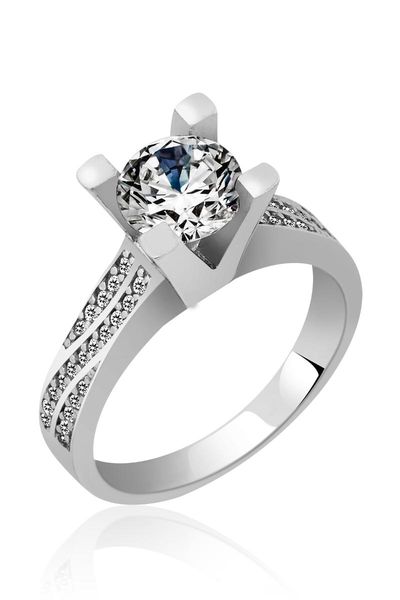 

cluster rings solitaire diamond montÃ¼r 3 row ring 18, Golden;silver