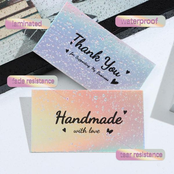 

greeting cards 50pcs gift holographic silver retail store for e-commerce thanks notes "thank you your order" business appre
