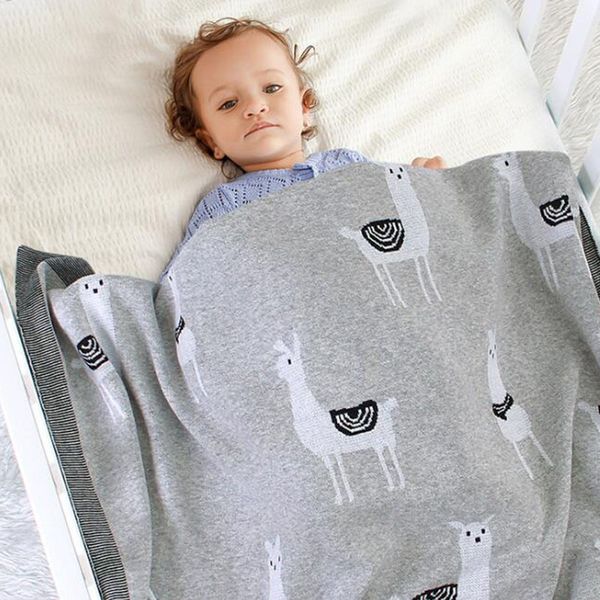 Infant Baby Boy Girl Alpaca stampa coperta a maglia autunno inverno nato trapunta ragazzi ragazze tenere 210429